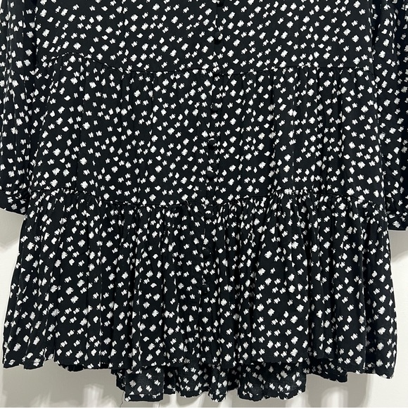 Anthropologie Maeve Black and White Lila Tiered Boho 100% Rayon Blouse - Picture 4 of 8